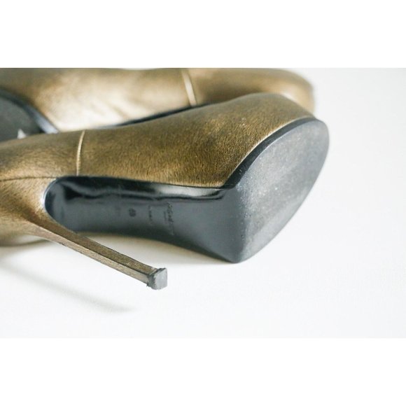 Yves Saint LAurent Paris Bronze Tribtoo Super High Hidden Platform Heels 40 - Picture 12 of 12